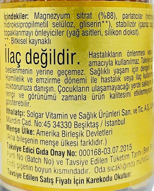 Solgar Magnesium Citrate 60 Tablet