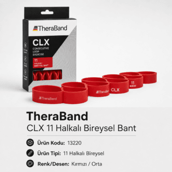 TheraBand CLX 11 Halkalı Egzersiz Bandı Tekli-Kırmızı - Orta - 13220