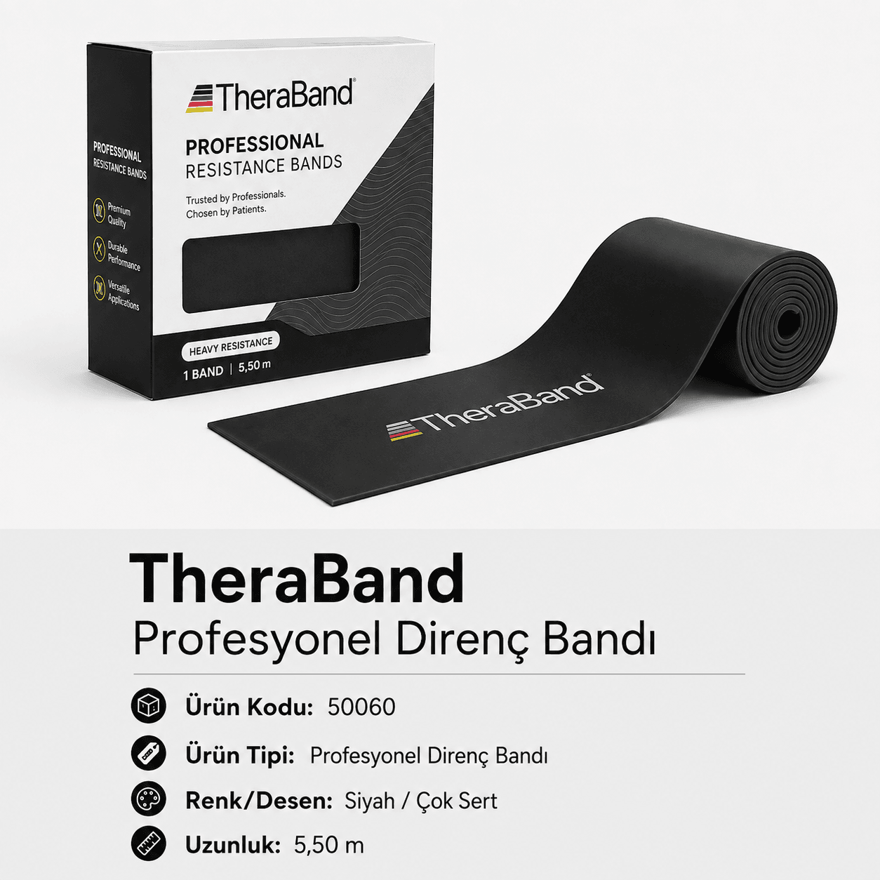 TheraBand Profesyonel Direnç Bandı 5,50 m - Siyah - 50060