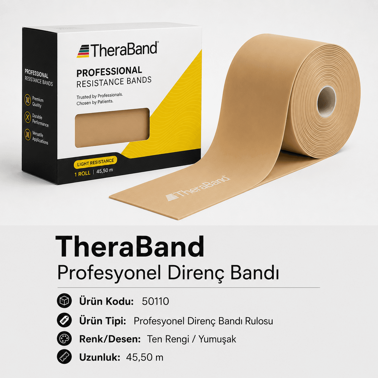 TheraBand Profesyonel Direnç Bandı 45,50 m - Ten Rengi - 50110
