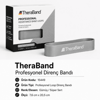 TheraBand Profesyonel Direnç Bandı Halka - Halka 7,6 cm X 20,5 cm Ekstra Sert, Gümüş - 15449