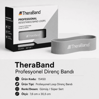 TheraBand Profesyonel Direnç Bandı Halka - Halka 7,6 cm X 30,5 cm Ekstra Sert, Gümüş - 15450