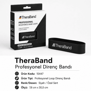 TheraBand Profesyonel Direnç Bandı Halka - Halka 7,6 cm X 30,5 cm Ekstra Sert, Siyah - 15447