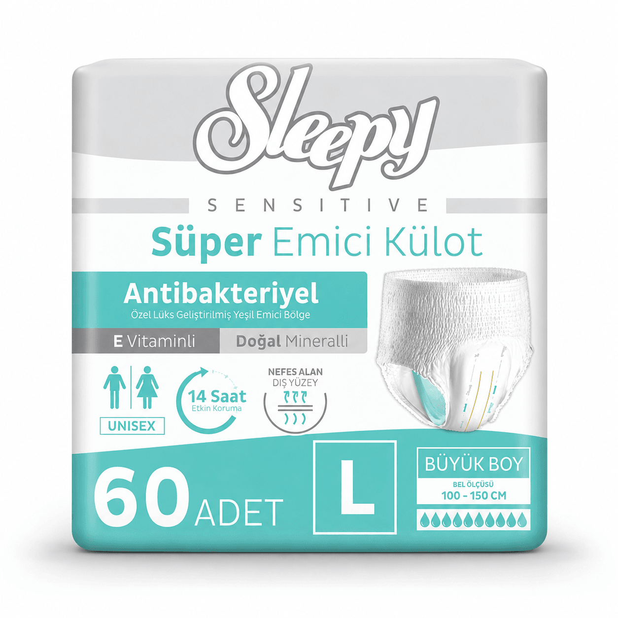 Sleepy Sensitive Emici Külot Yetişkin Bezi Large - Büyük L 60 Adet