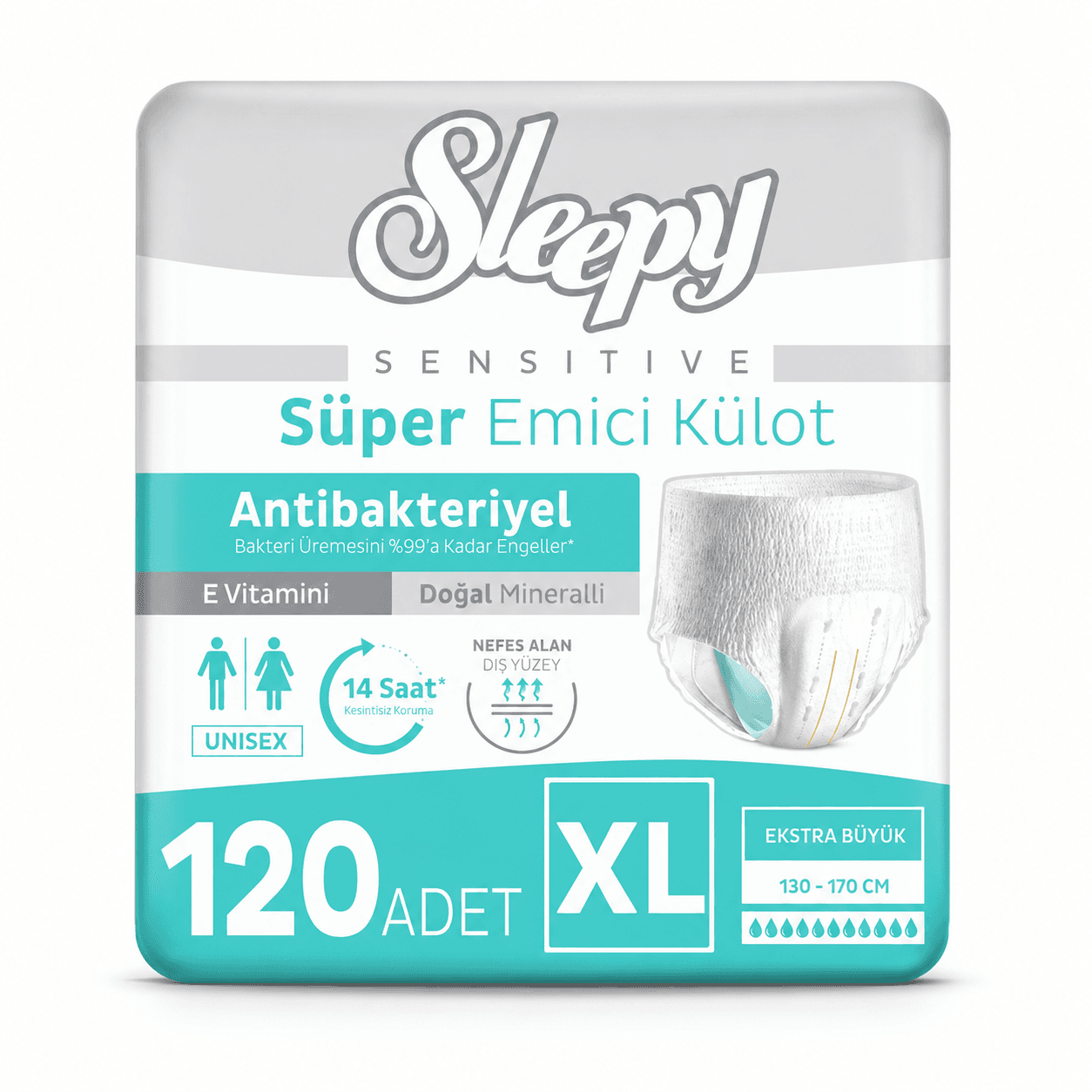 Sleepy Sensitive Bel Bantlı Yetişkin Hasta Bezi XLarge XL 120 Adet