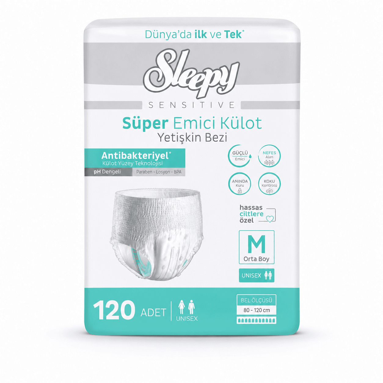 Sleepy Sensitive Emici Külot Yetişkin Bezi Medium M 120 Adet