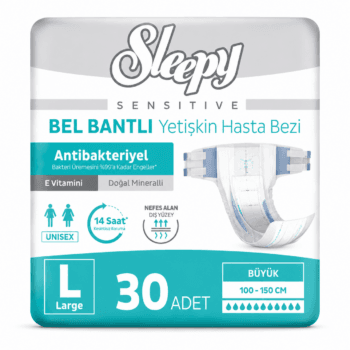 Sleepy Sensitive Bel Bantlı Yetişkin Hasta Bezi Large L 30 Adet