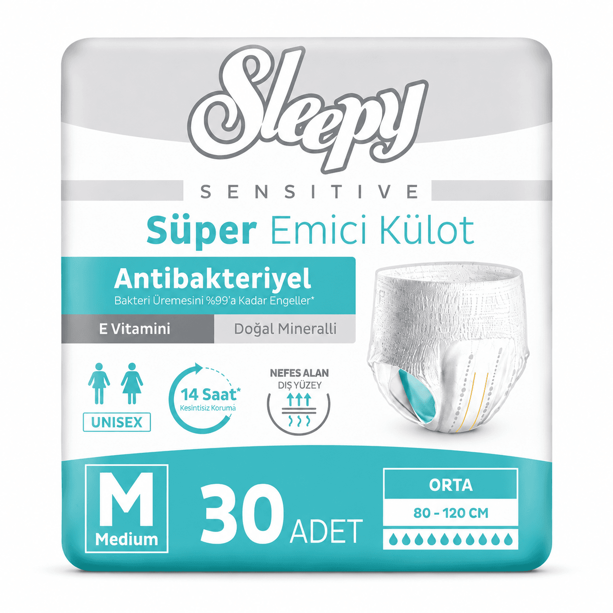 Sleepy Sensitive Emici Külot Yetişkin Bezi Medium M 30 Adet