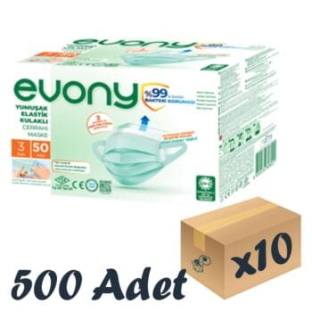 10 Kutu Evony Maske, 1lt Antibakteriyel Sıvı Sabun Hediyeli