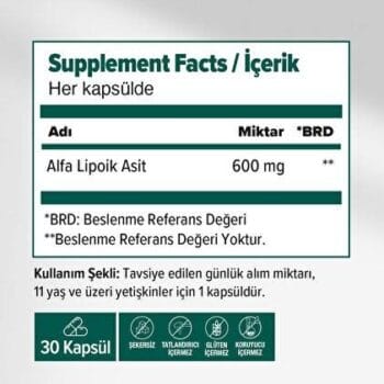 Alternative view of Ocean Alfa Lipoik Asit 600 mg 30 Kapsül