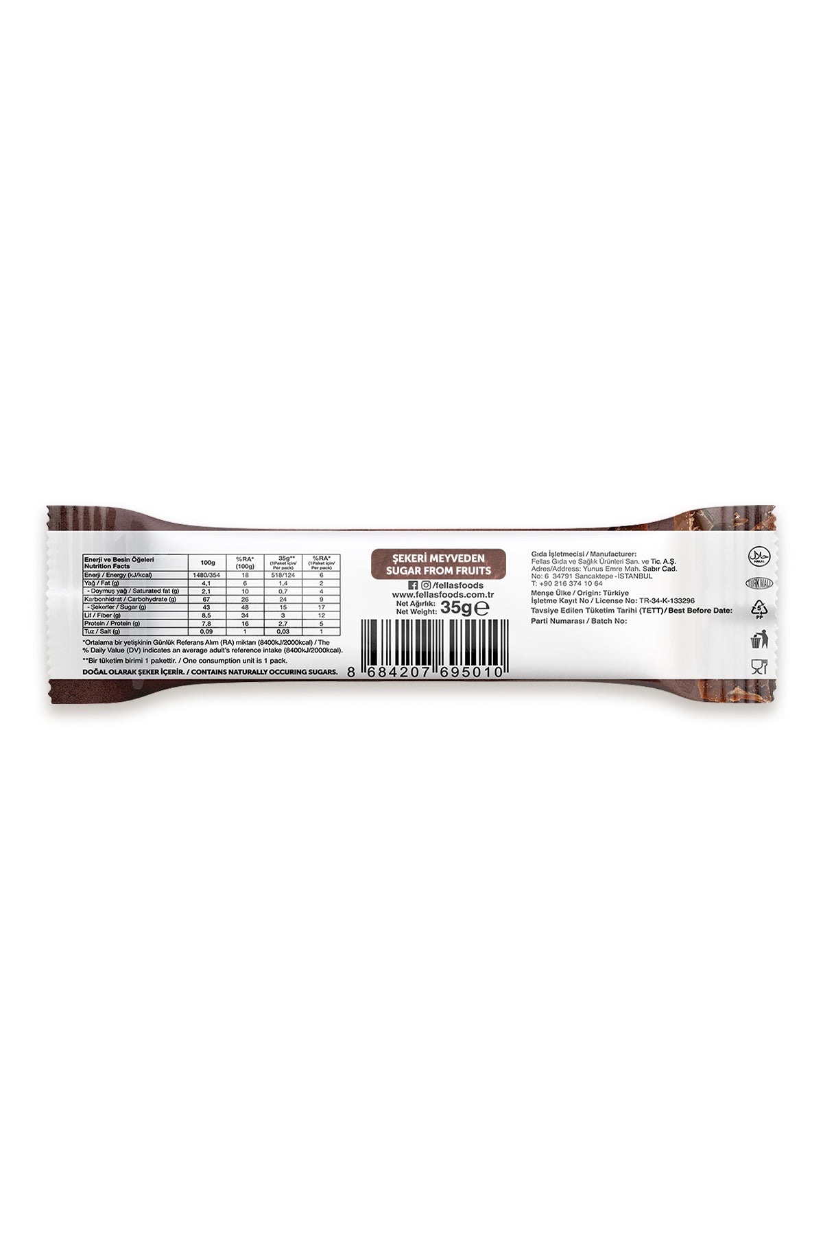 Fellas Meyve Bar Duble Kakaolu (35 g) x 12 Adet - Görsel 7