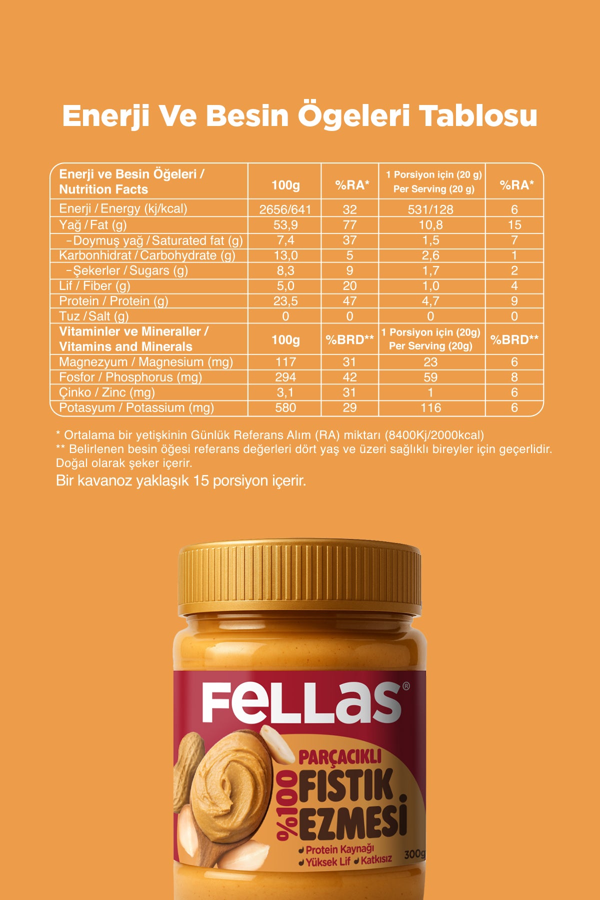 Fellas %100 Fıstık Ezmesi (300 g) x 2 Adet - Görsel 5
