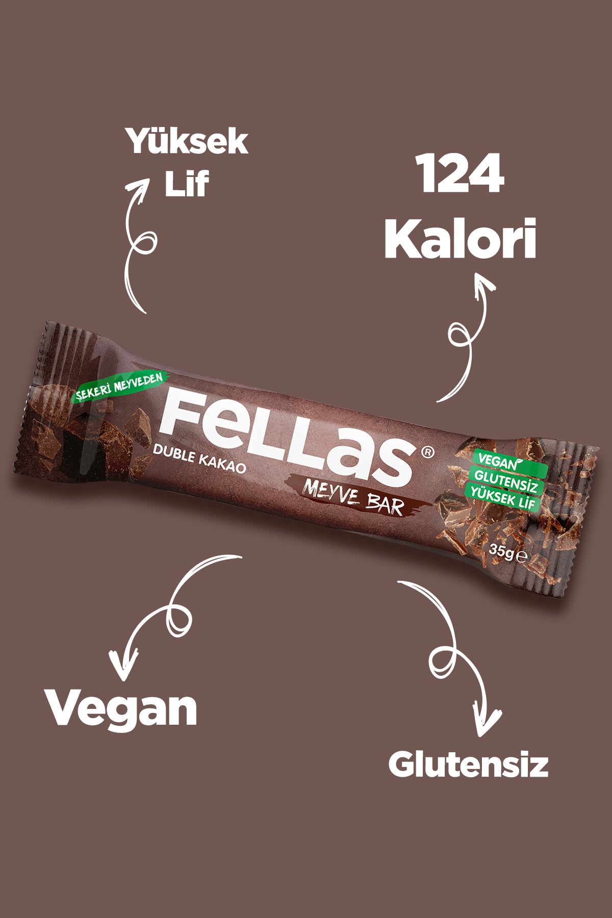 Fellas Meyve Bar Duble Kakaolu (35 g) x 12 Adet - Görsel 4