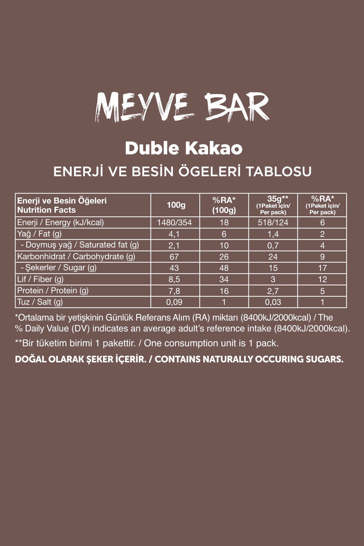 Fellas Meyve Bar Duble Kakaolu (35 g) x 12 Adet - Görsel 6