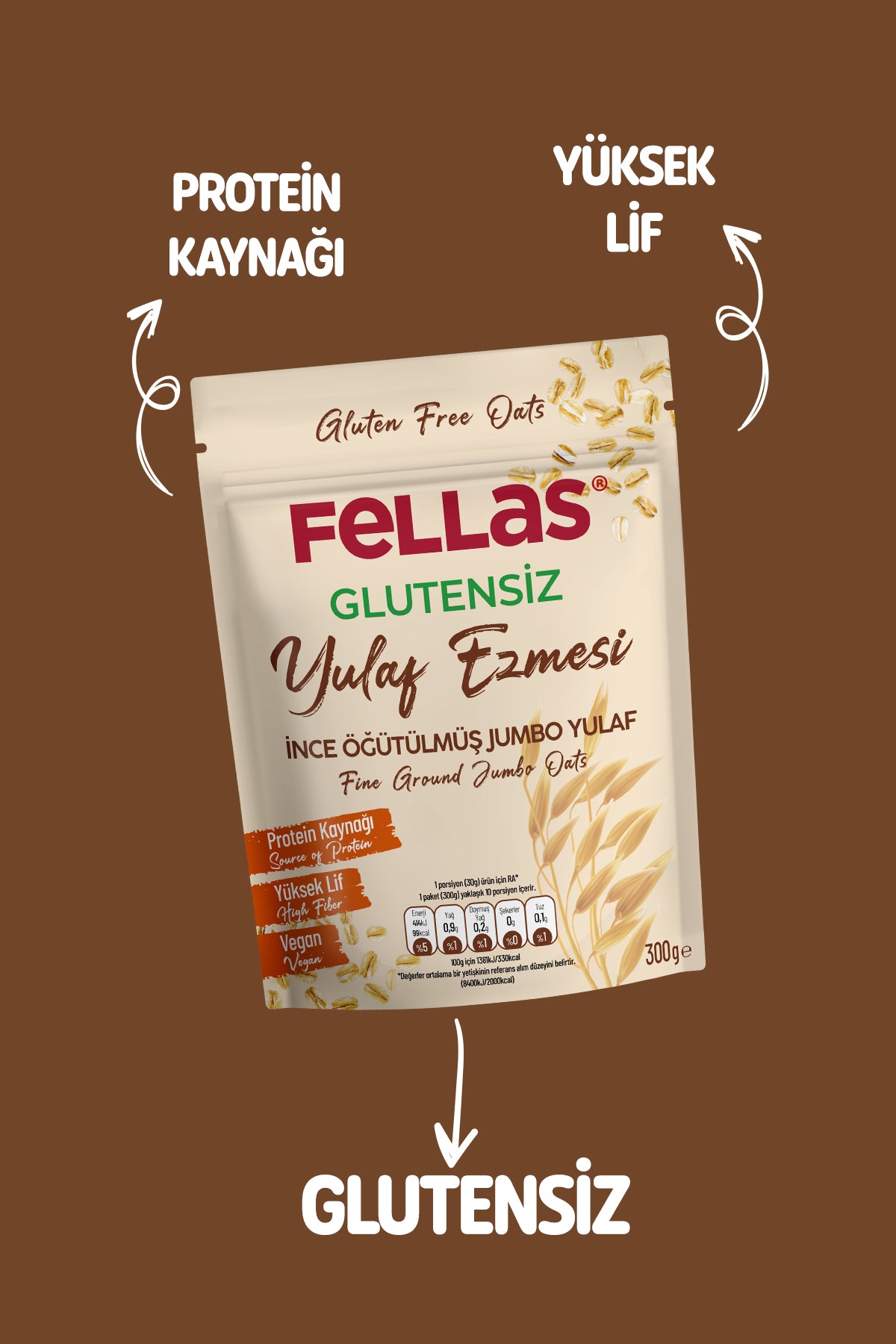 Fellas Glutensiz Yulaf Ezmesi (300 g) - Görsel 3