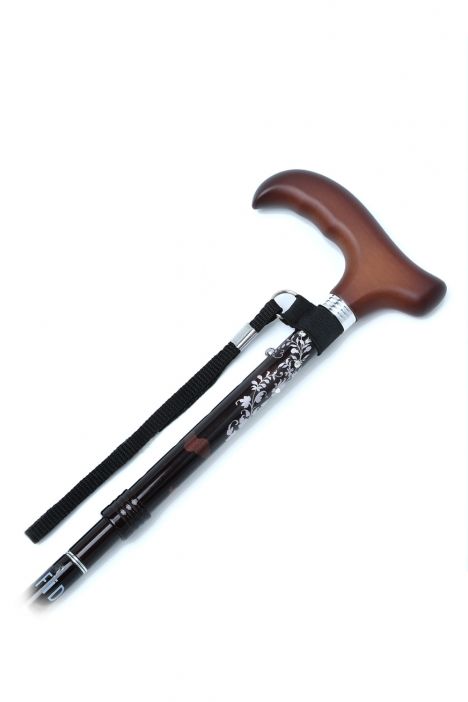 606SAW Kifidis Taşlı Katlanır Baston 9032-4 Siyah Desenli - Görsel 3