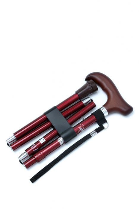 606SAW Kifidis Taşlı Katlanır Baston 9030-1 Bordo Desenli