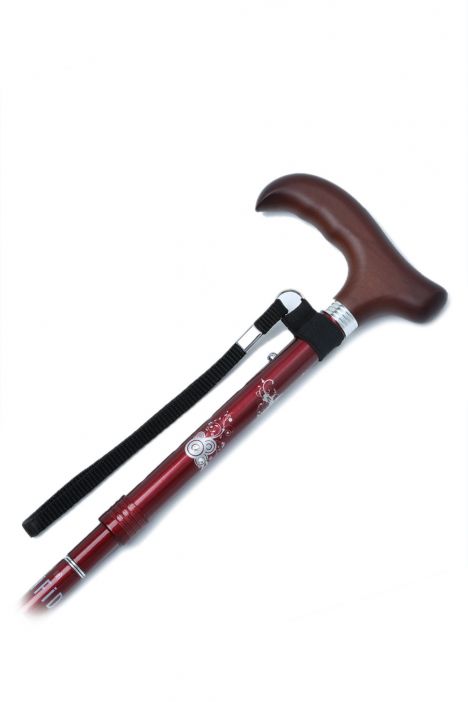 606SAW Kifidis Taşlı Katlanır Baston 9030-1 Bordo Desenli - Görsel 3