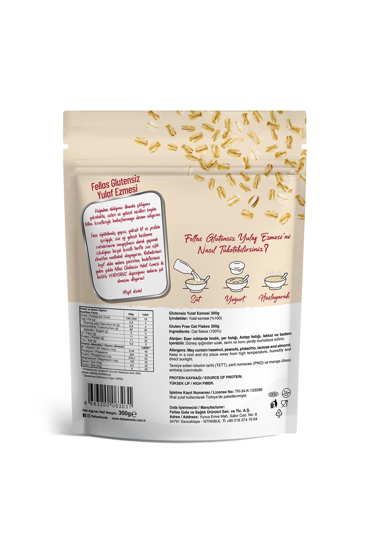Fellas Glutensiz Yulaf Ezmesi (300 g) - Görsel 8
