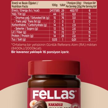Fellas Kakaolu Fındık Kreması (315 g) + %100 Fıstık Ezmesi (300 g) - Görsel 6