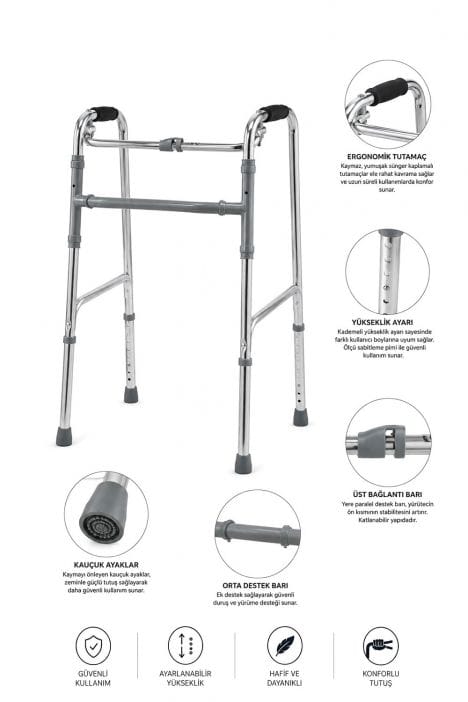KY913LA Kifidis Katlanır Walker ALWK001 Metalik