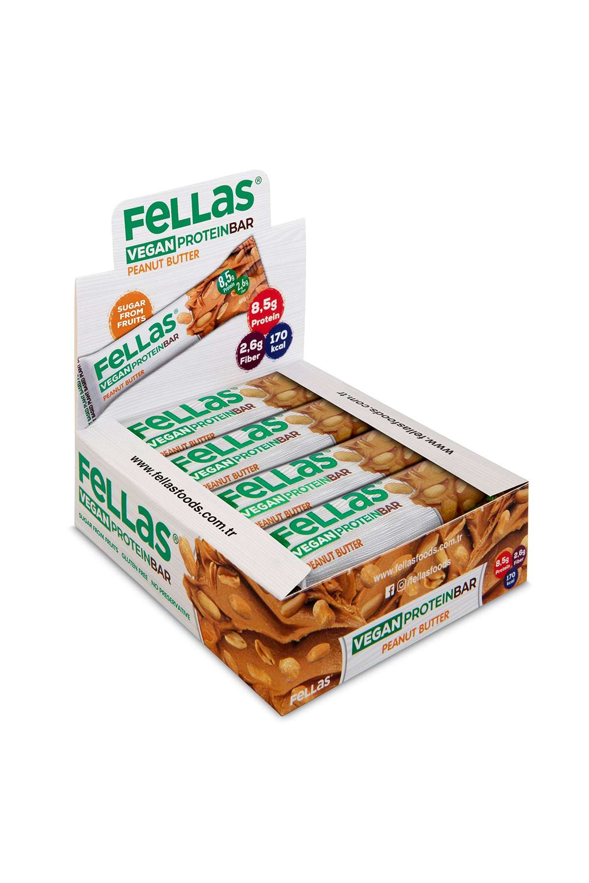 Fellas Vegan Protein Bar - Yer Fıstığı Ezmeli (40 g) x 12 Adet