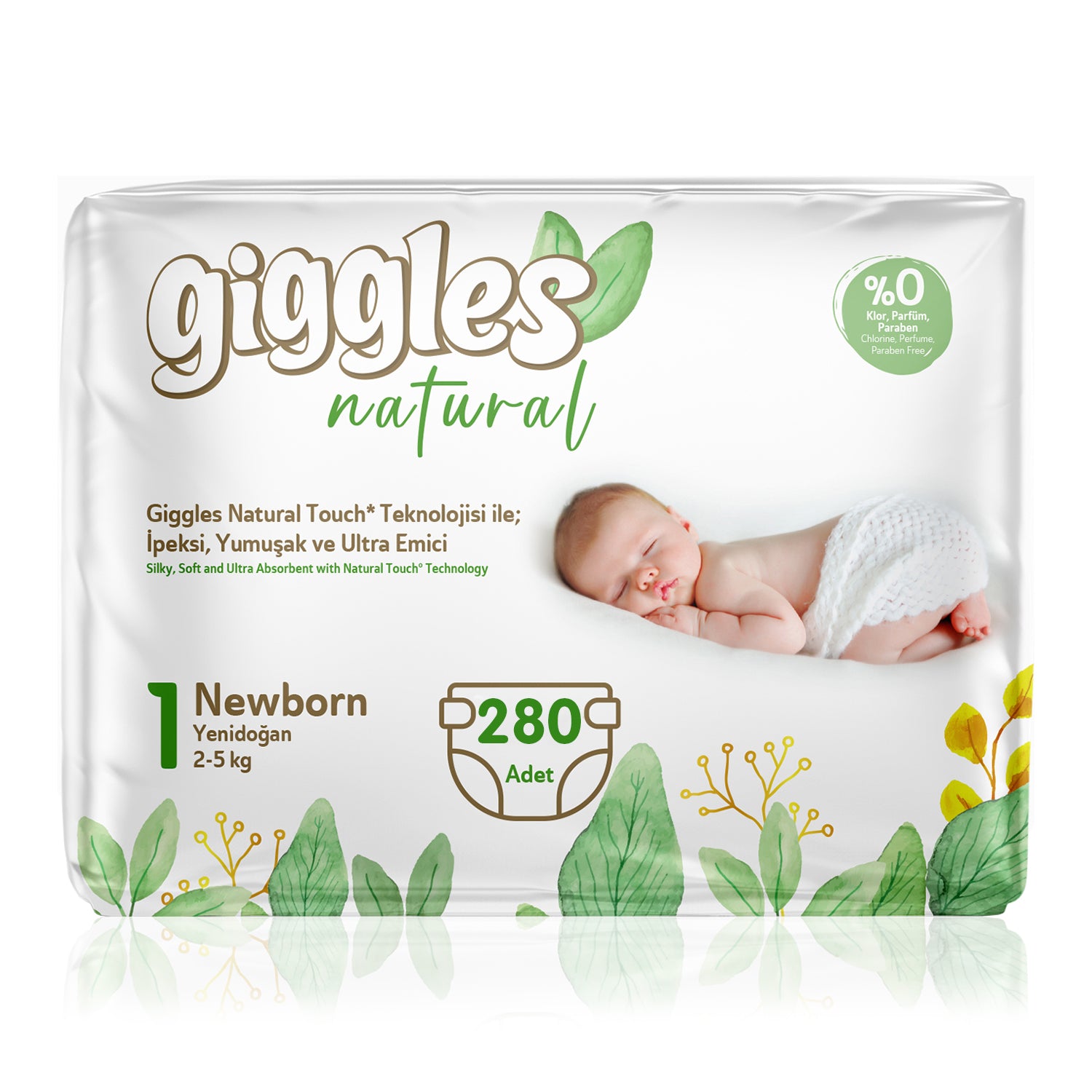 Giggles Natural 1 Numara Yenidoğan Pamuklu Bebek Bezi Süper Fırsat Paketi - 280 Adet