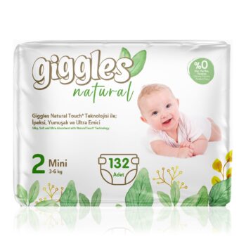 Giggles Natural 2 Numara Mini Pamuklu Bebek Bezi Aylık Fırsat Paketi - 132 Adet