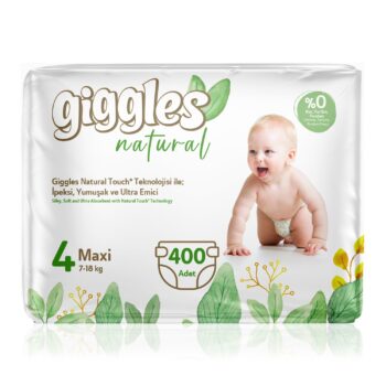 Giggles Natural 4 Numara Maxi Pamuklu Bebek Bezi Mega Paket - 400 Adet
