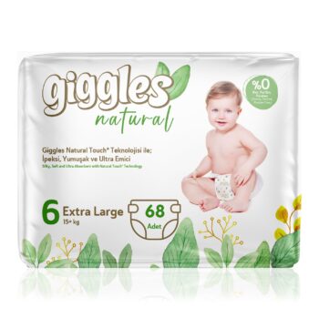Giggles Natural 6 Numara Junior Pamuklu Bebek Bezi Aylık Fırsat Paketi - 68 Adet
