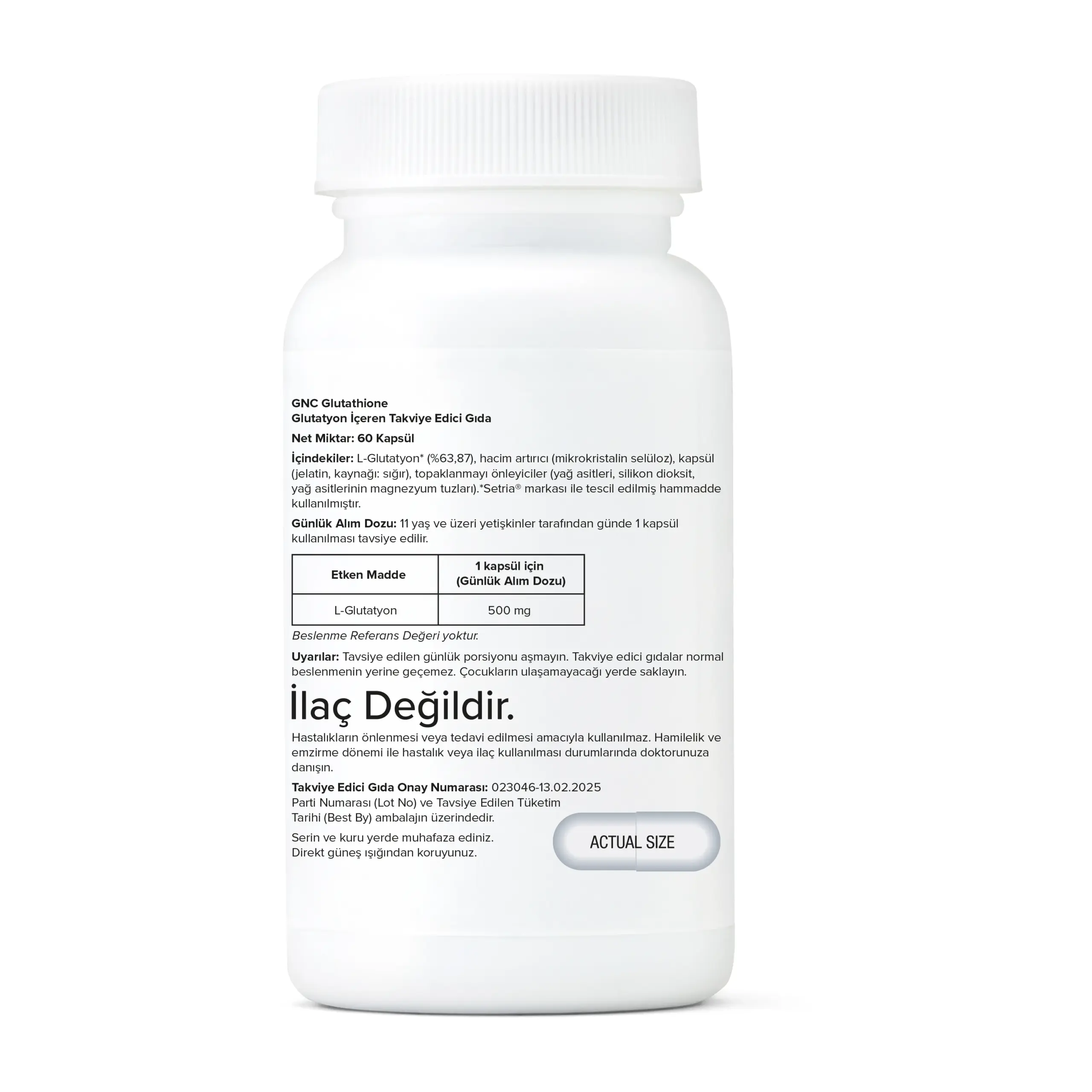 GNC Glutathione Glutatyon 500 mg 60 Kapsül - Görsel 2