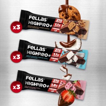 Fellas Çikolata Kaplı HighPro+ Protein Bar (50 g) Karma Kutu 9 Adet