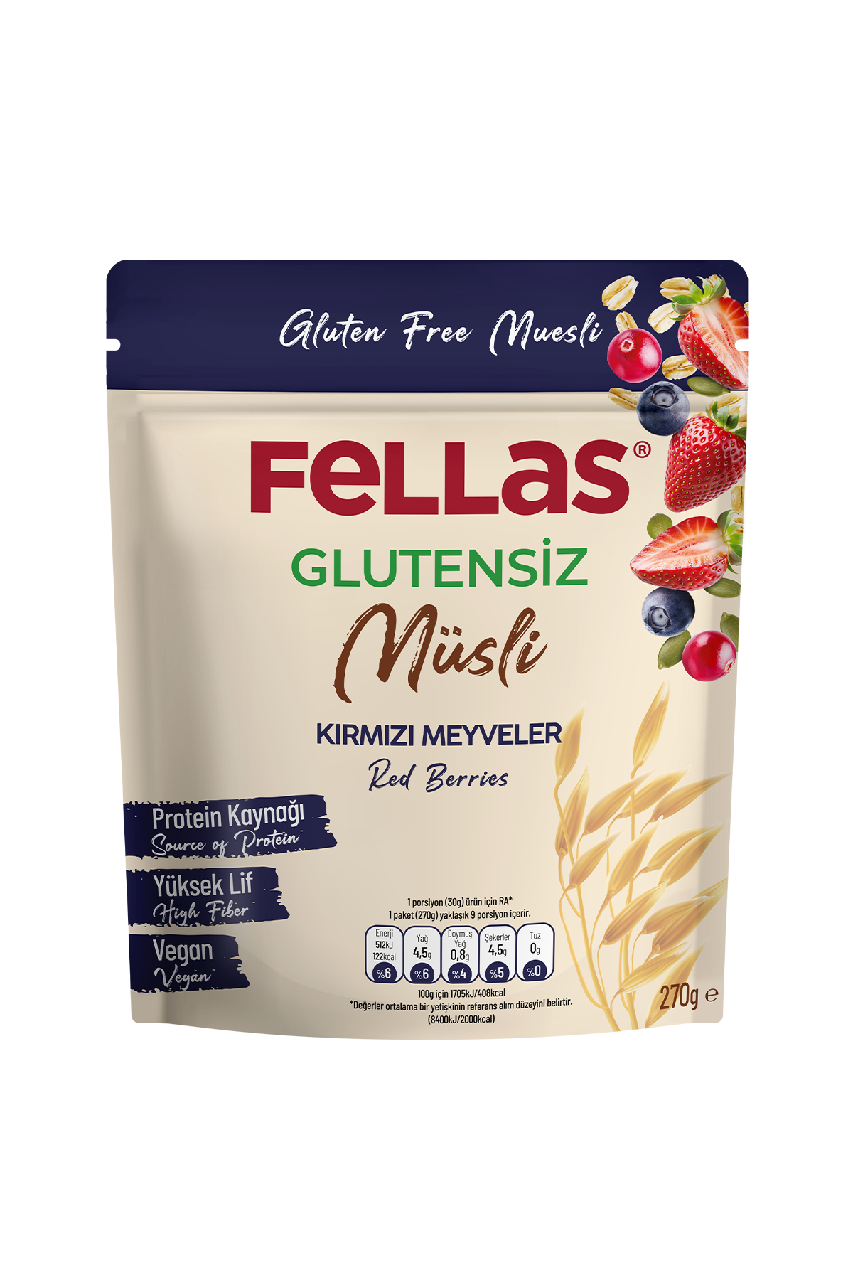 Fellas Glutensiz Müsli - Kırmızı Meyveli (270 g)