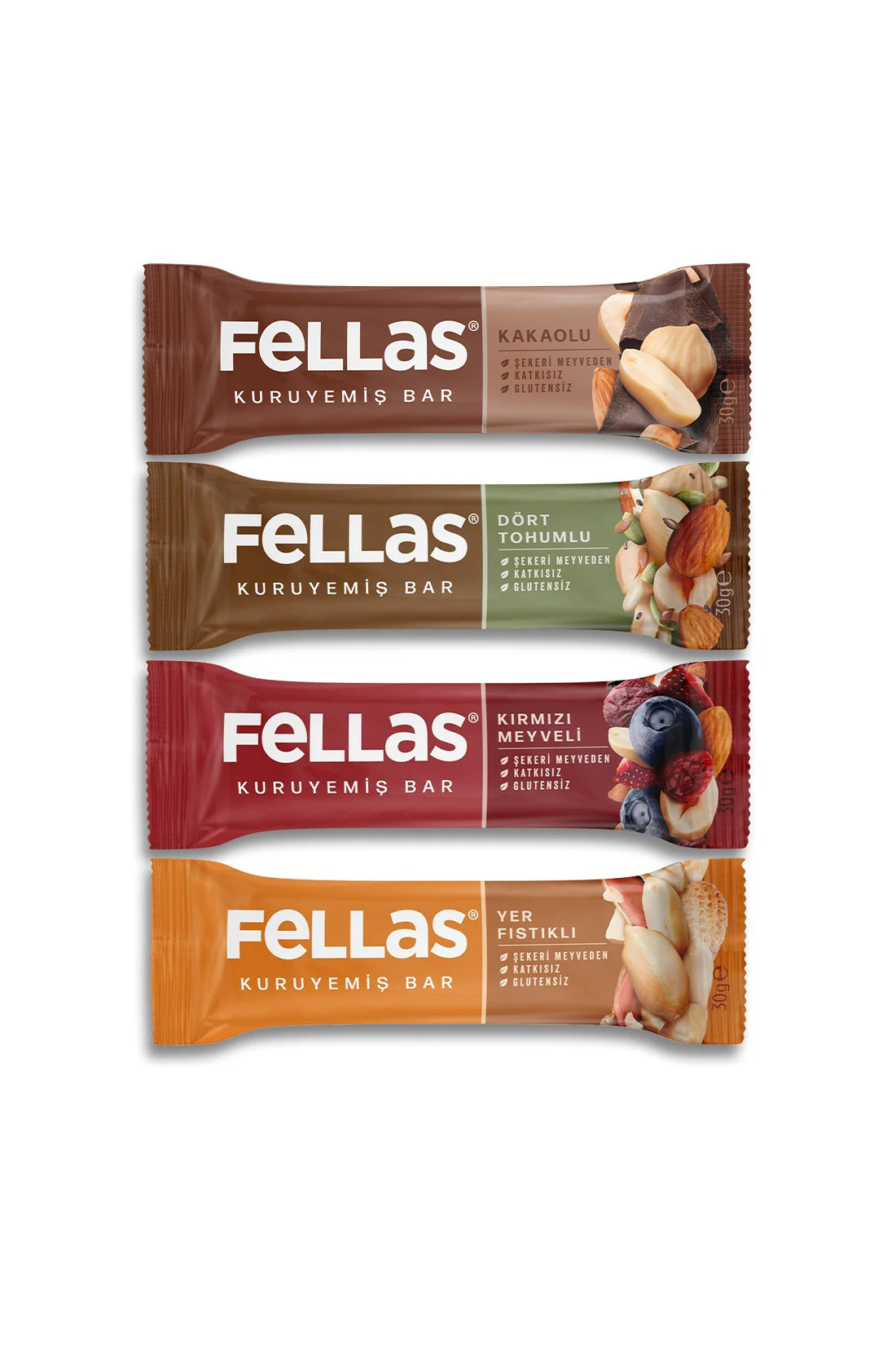 Fellas Kuruyemiş Bar Karma Kutu (30 g) 12 Adet, 4 Çeşit
