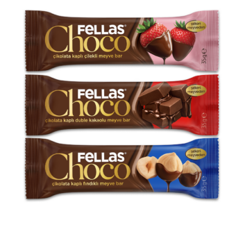 Fellas Choco - Çikolata Kaplı Meyve Bar (35 g) Karma Kutu 12 Adet